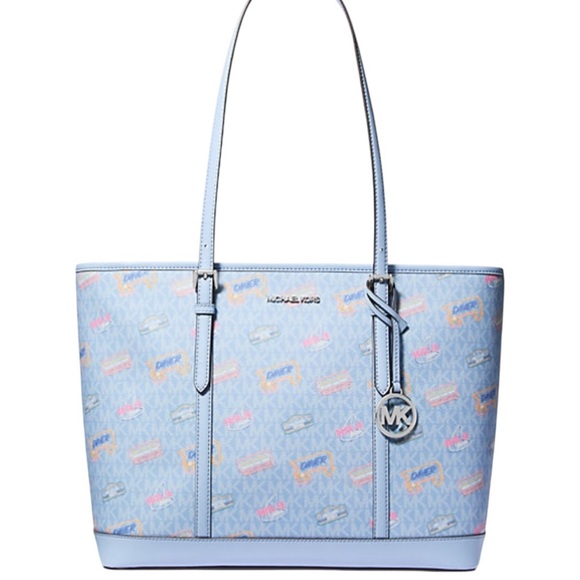 Michael Kors jet set printed signature logo Tote NWT still in plastic $498 - Picture 1 of 15